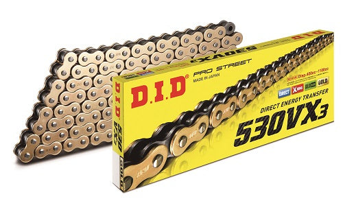 D.I.D. 530 VX3 Pro Street Series Gold Plated X-Ring Sealed Chain