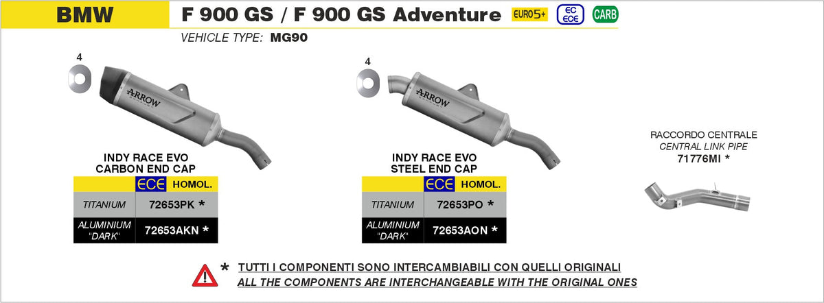 Arrow Central Link Pipe Interchangeable with Original One - BMW F750GS/F800GS