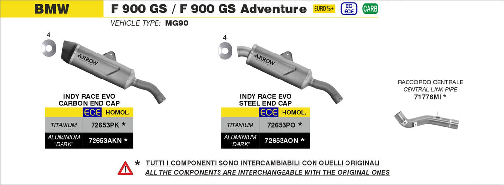 Arrow Indy Race EVO Aluminium "Dark" Slip On with Carbon End Cap - BMW F800GS/F900GS