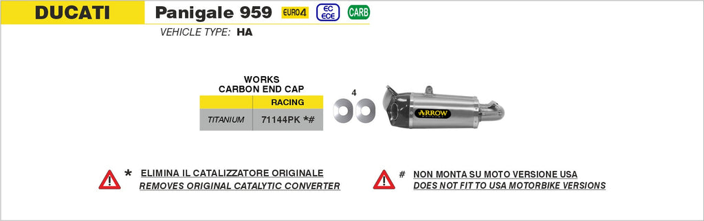 Arrow Titanium Works Slip Ons (Right and Left) with Carbon End Cap - Ducati 959 Panigale/959 Panigale Corse