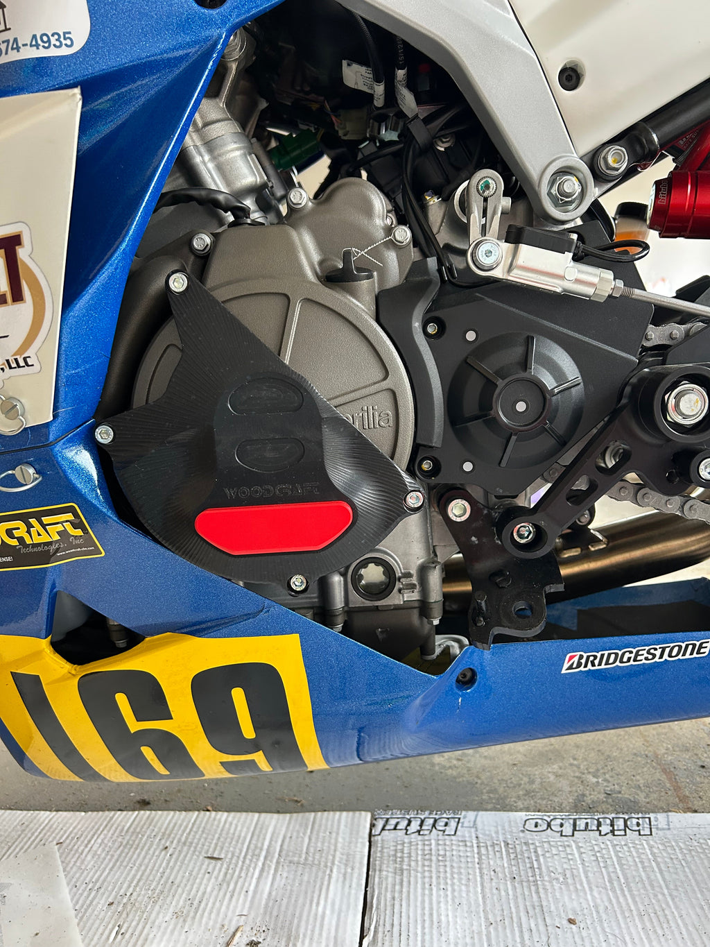 Woodcraft Aprilia RS457 LHS Stator Cover Protector UHMW Plastic w/ Skid Plate