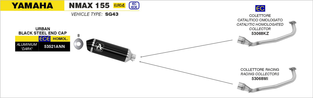 Arrow Catalytic Homologated Header for Urban Exhaust