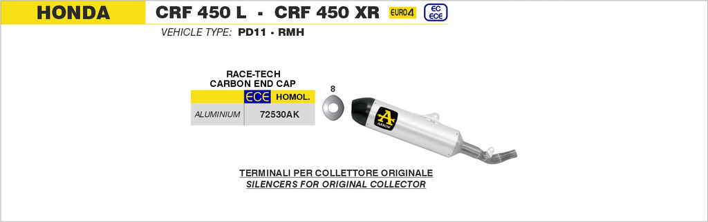 Arrow Race-Tech Aluminium Slip On with Carbon End Cap - Honda CRF450L