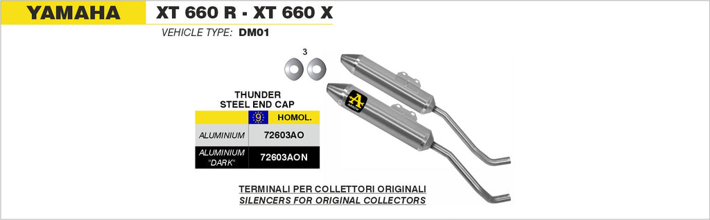 Arrow Thunder Approved Aluminium "Dark" Slip Ons (Right and Left) - Yamaha XT660X