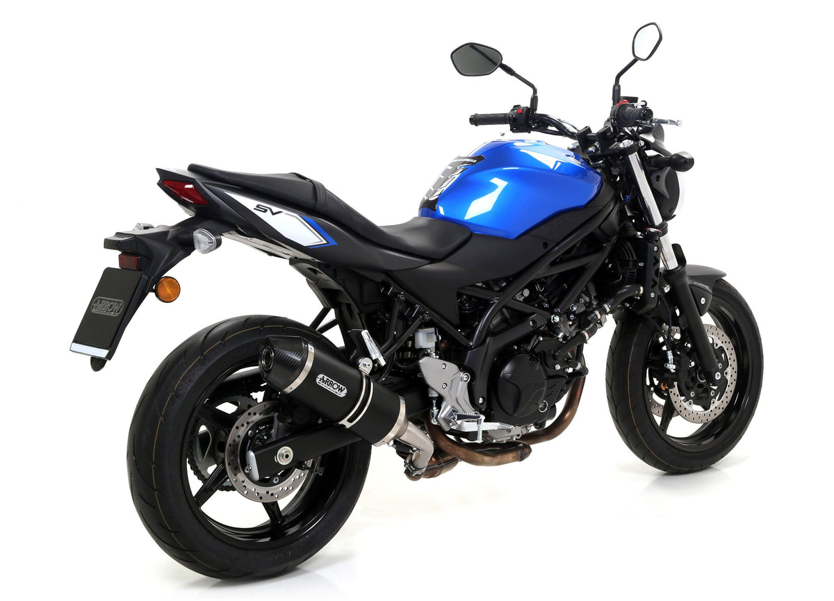 Arrow Race-Tech Aluminium "Dark" Slip On with Carbon End Cap - Suzuki SV650/SV650 ABS