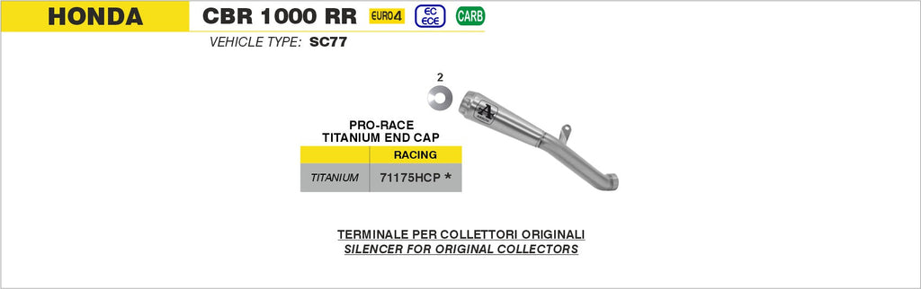 Arrow Pro-Race "Full Titanium" Slip On Kit High Version - Honda CBR1000RR