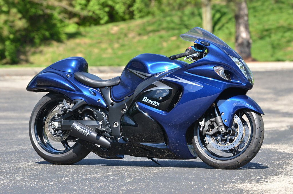 Brock's Performance Alien Head 2 Full System Black 14" Muffler Suzuki Hayabusa (99-26)