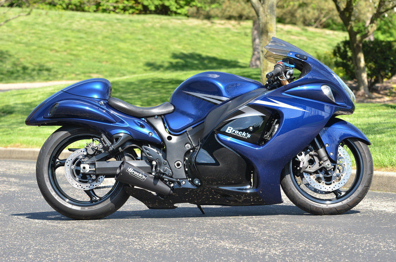 Brock's Performance Alien Head 2 Full System Black 14" Muffler Suzuki Hayabusa (99-26)