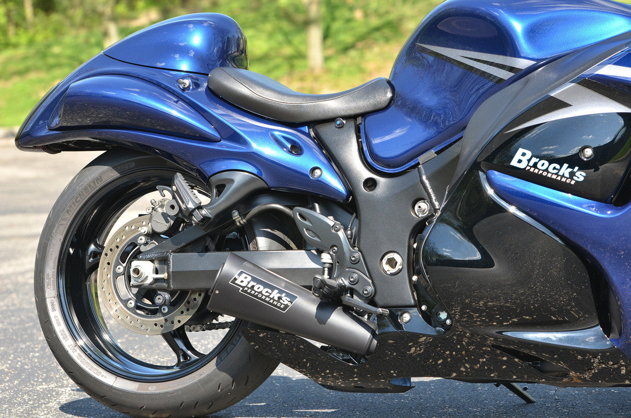 Brock's Performance Alien Head 2 Full System Black 14" Muffler Suzuki Hayabusa (99-26)