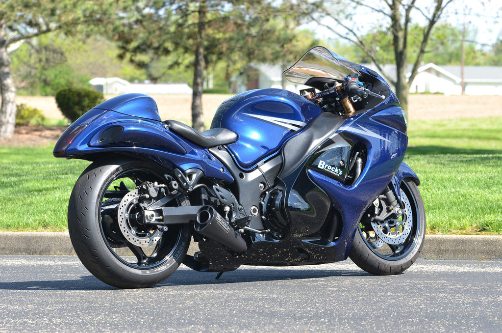 Brock's Performance Alien Head 2 Full System Black 14" Muffler Suzuki Hayabusa (99-26)