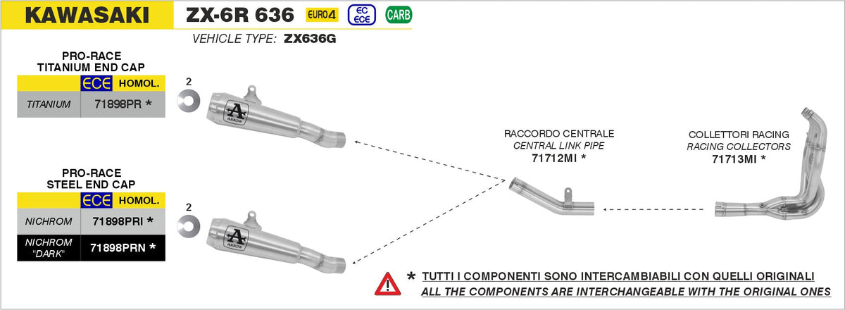Arrow Racing Headers - Kawasaki ZX636 Ninja ZX-6R/ZX636 Ninja ZX-6R ABS