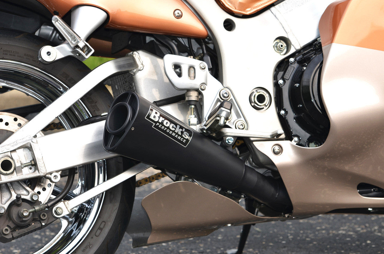 Brock's Performance Alien Head 2 Full System Black 14" Muffler Suzuki Hayabusa (99-26)