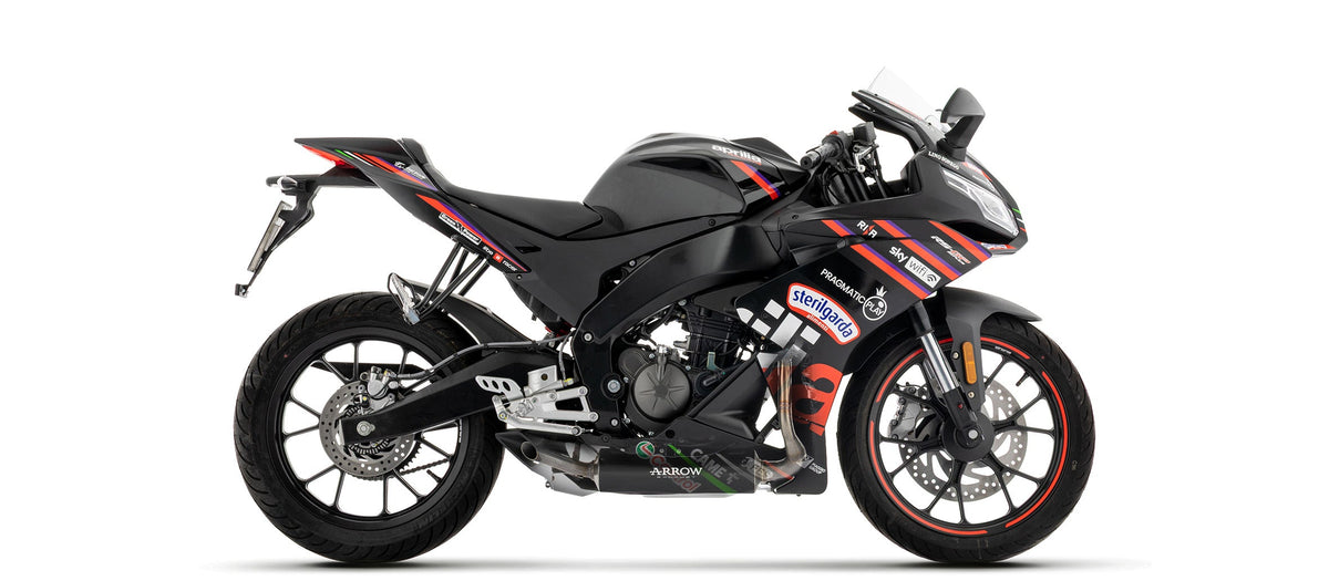 Arrow Full System with Thunder Aluminium "Dark" Slip Ons - Aprilia RS 125