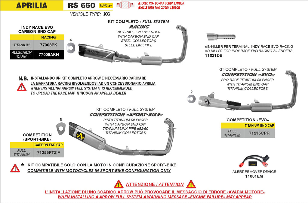 Arrow Competition "Sport-Bike" Full System - Aprilia RS 660/RS 660 Factory