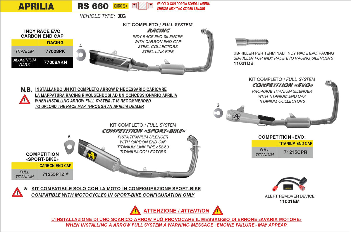Arrow Competition "Sport-Bike" Full System - Aprilia RS 660/RS 660 Factory