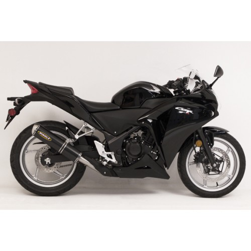 Hindle 2011-14 Honda CBR250 Sl;ipon w/ Stainless Steel Small Oval - Black Ceramic Tip