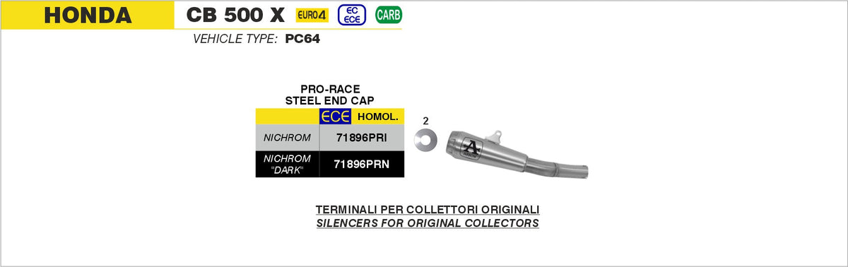 Arrow Pro-Race Nichrom "Dark" Slip On - Honda CB500X/CB500X ABS