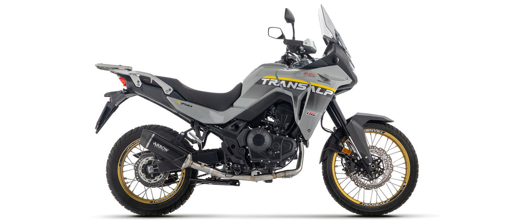 Arrow Indy Race Aluminium "Dark" Slip On with Carbon End Cap - Honda XL750 Transalp