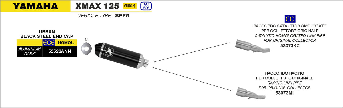 Arrow Catalytic Homologated Link Pipe for Urban Exhaust
