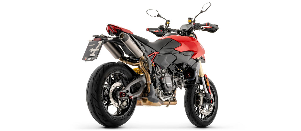 Arrow Round-Sil Titanium Racing Slip Ons (Right & Left) with Carbon End Cap - Ducati Hypermotard