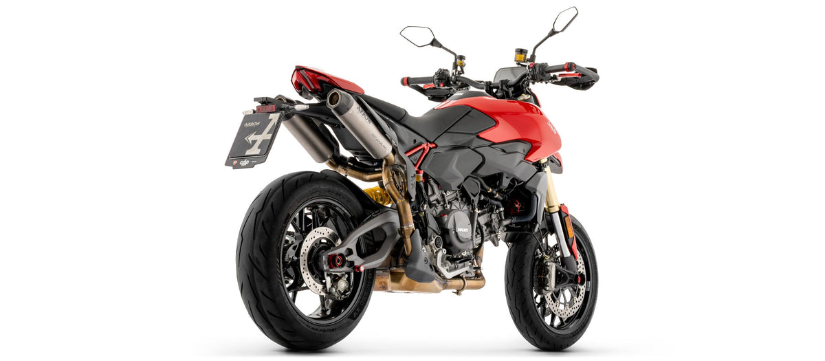 Arrow Round-Sil Titanium Road Approved Slip Ons (Right & Left) with Carbon End Cap - Ducati Hypermotard