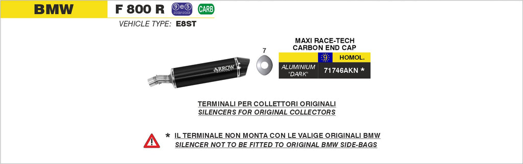 Arrow Maxi Race-Tech Aluminium "Dark" Slip On with Carbon End Cap - BMW F800R