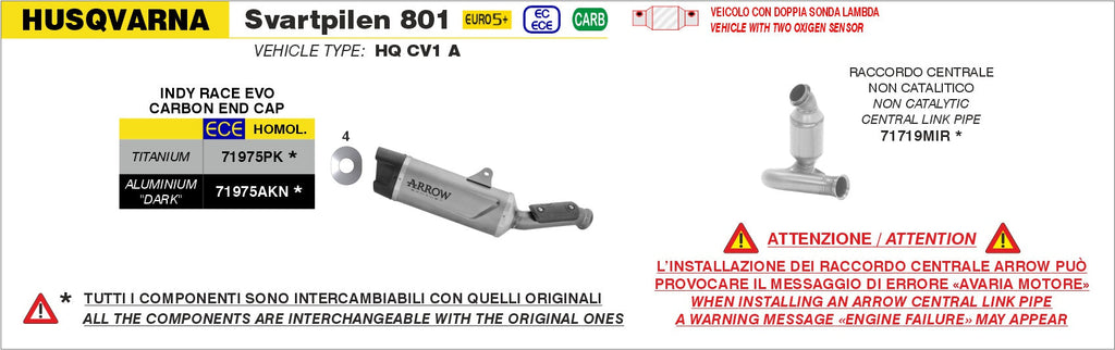 Arrow Indy Race EVO Titanium Slip On with Carbon End Cap - Husqvarna Svartpilen 801