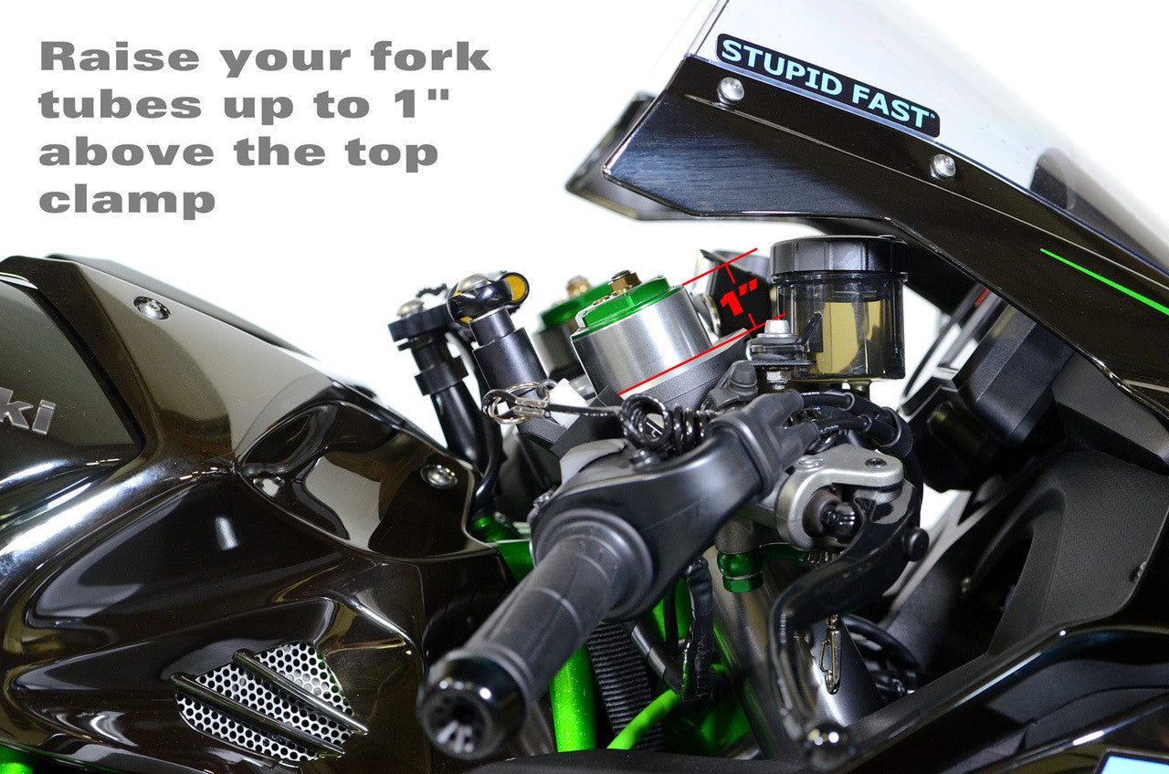 Brock's Performance Steering Damper Riser Kit Ninja H2 (15-26) and ZX-10R (11-15)