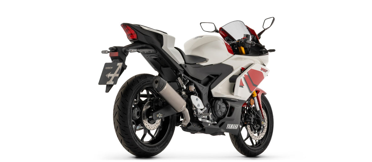 Arrow Icon Titanium Slip Ons - Yamaha MT-03/YZF-R3