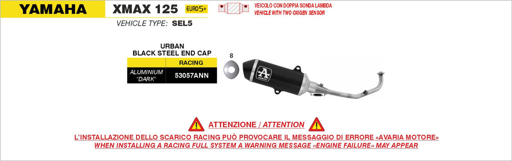 Arrow Racing Full System with Urban Aluminium "Dark" Slip On with "Dark"steel End Cap