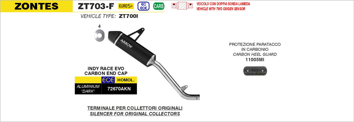 Arrow Indy Race Aluminium "Dark" Slip On with Carbon End Cap
