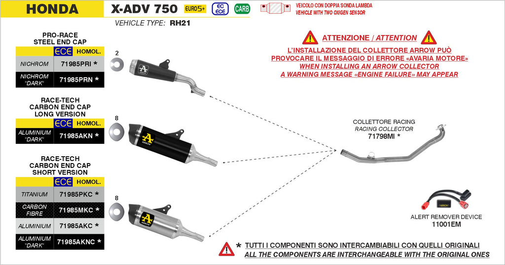 Arrow Race-Tech Aluminium Slip On with Carbon End Cap - Short Version