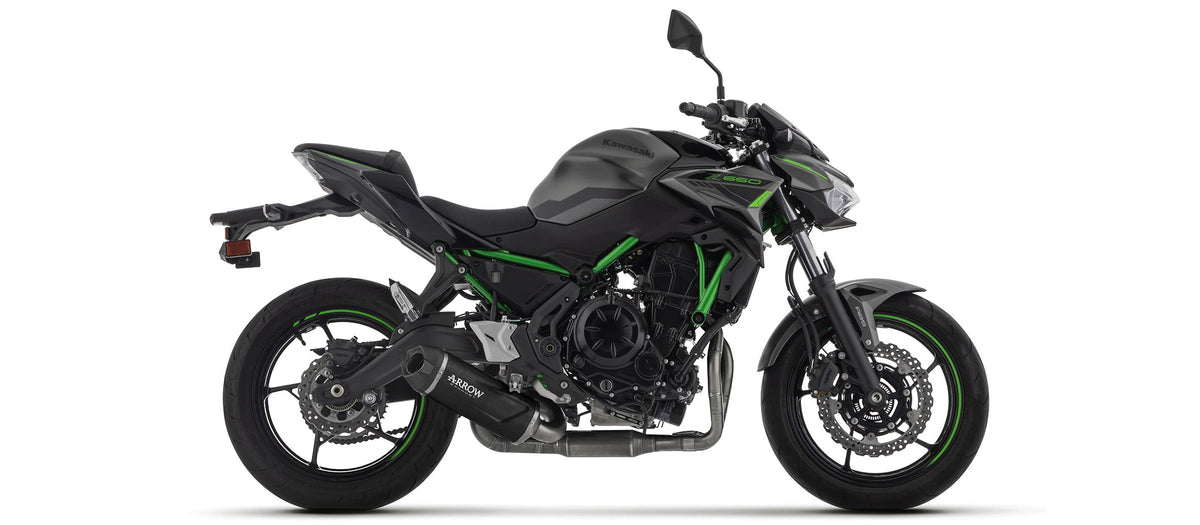 Arrow Homologated Full System with Indy Race EVO Aluminium "Dark" Slip On - Kawasaki Z650/Z650S