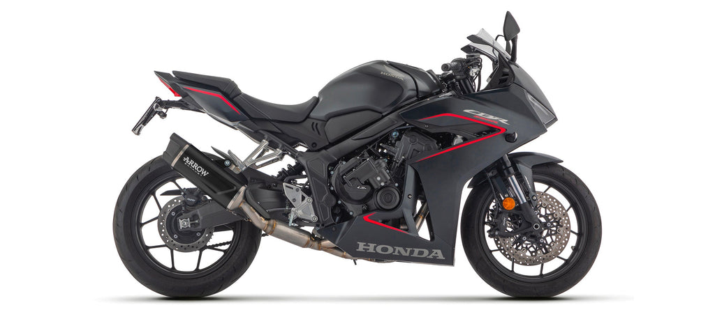 Arrow Homologated Full System with Indy Race EVO Aluminium "Dark" Slip On - Honda CB650R ABS/CBR650R ABS