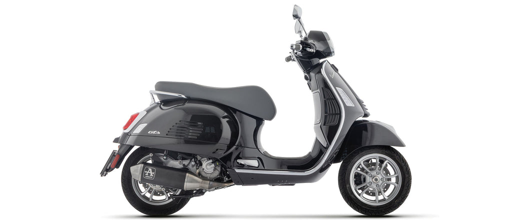 Arrow Homologated Full System with Urban Aluminium "Dark" Slip On with Steel End Cap - Vespa GTS 310