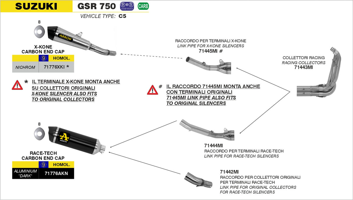 Arrow Racing Headers - Suzuki GSX-S750/GSX-S750 ABS
