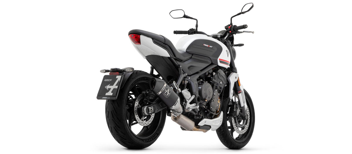 Arrow Homologated Full System with Veloce Aluminium "Dark" Slip On - Triumph Trident 660