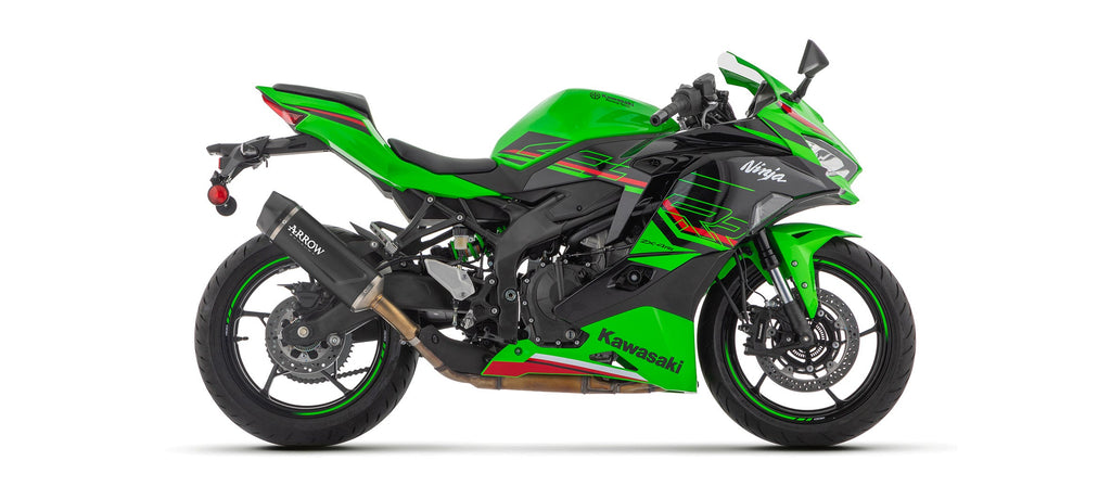 Arrow Indy Race EVO Aluminium "Dark" Slip On with Carbon End Cap - Kawasaki ZX400 Ninja ZX-4R ABS