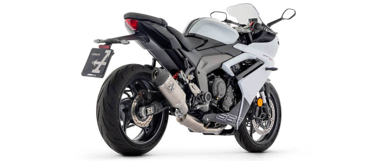 Arrow Homologated Full System with Veloce Titanium Slip On - Triumph Daytona 660