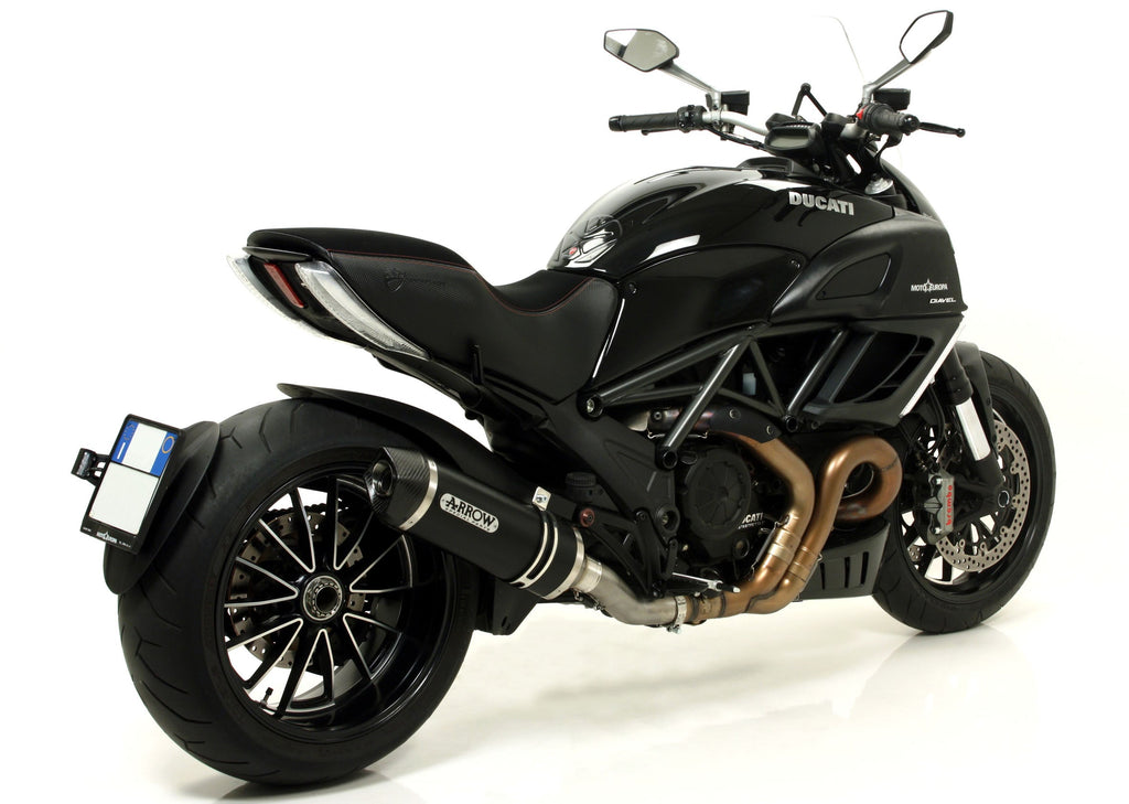 Arrow Race-Tech Aluminium "Dark" Slip On with Carbon End Cap - Ducati Diavel/Diavel AMG