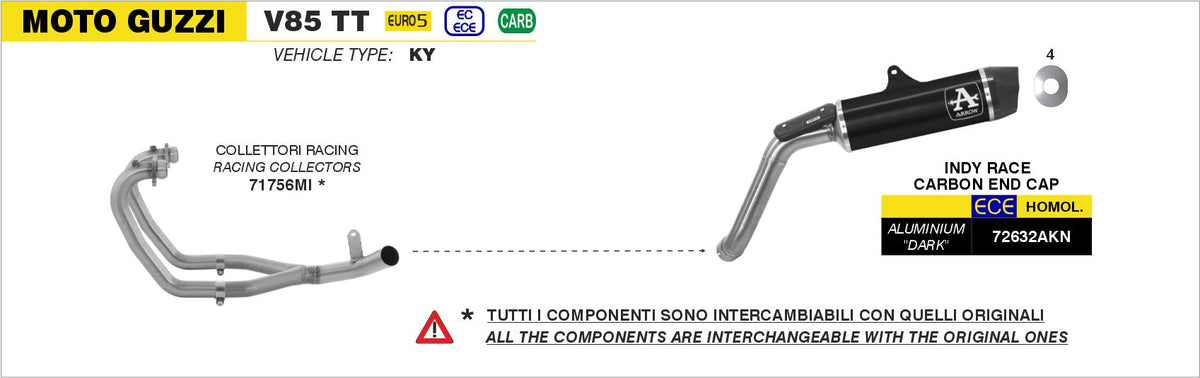 Arrow Racing Headers - Moto Guzzi V85 TT