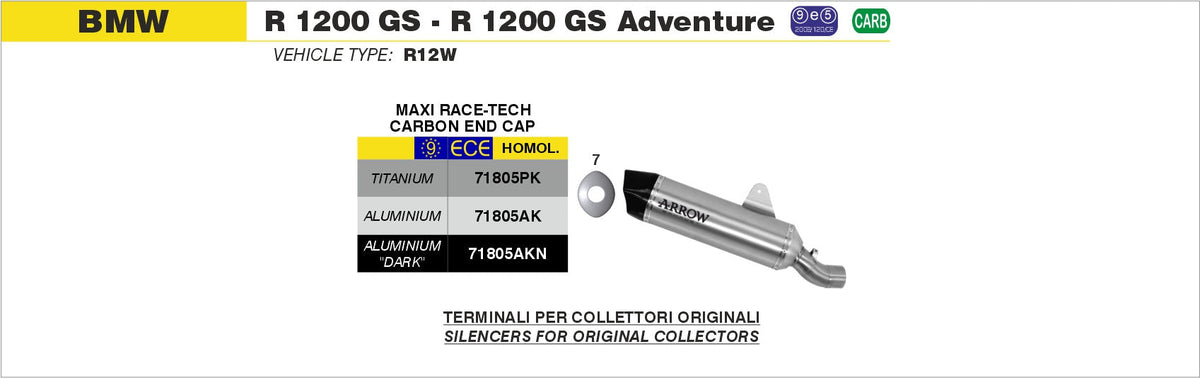 Arrow Maxi Race-Tech Titanium Slip On with Carbon End Cap - BMW R1200GS/R1250GS
