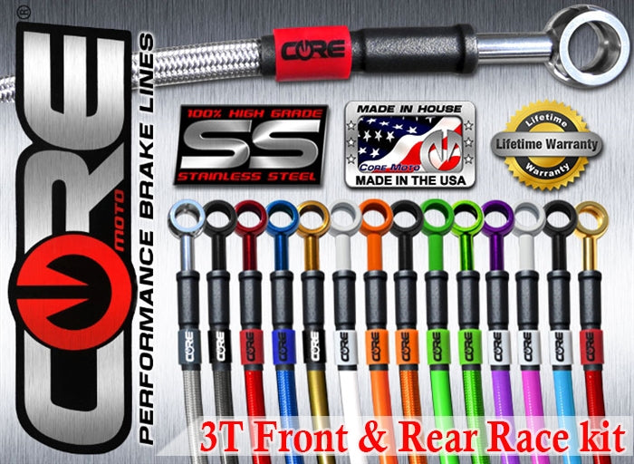 Core Moto Front & Rear Brake Line Kit — Suzuki GSXR600 (2006-2010) Race 3T Layout