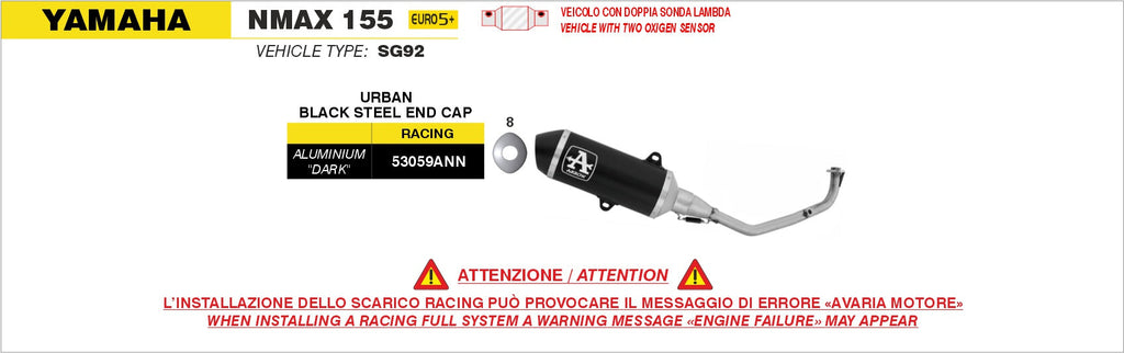 Arrow Racing Full System with Urban Aluminium "Dark" Slip On with "Dark"steel End Cap