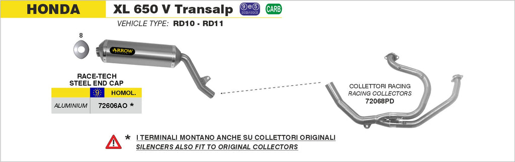 Arrow Race-Tech Approved Aluminium Slip On - Honda XL650V Transalp