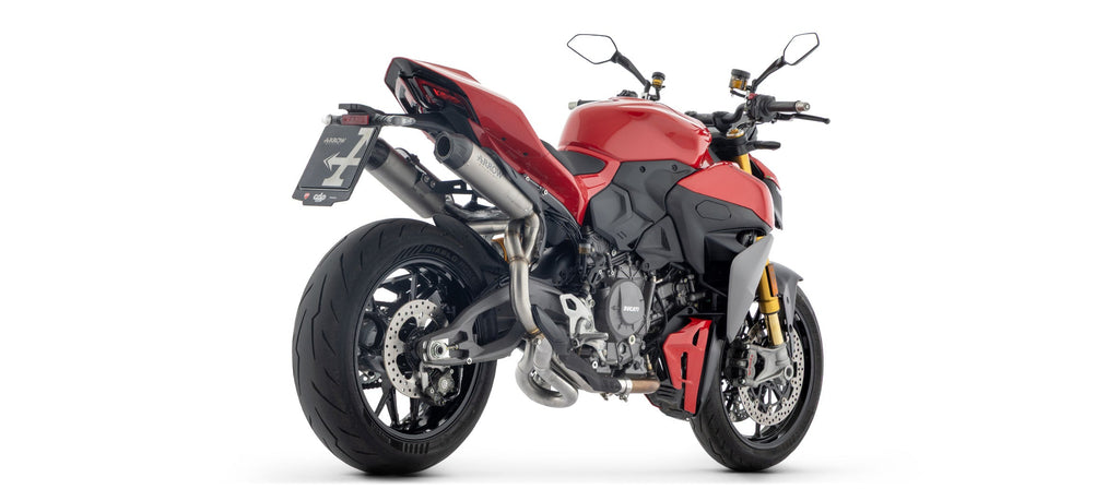 Arrow Round-Sil Titanium Racing Slip Ons (Right & Left) with Carbon End Cap - Ducati Panigale V2/Panigale V2 S