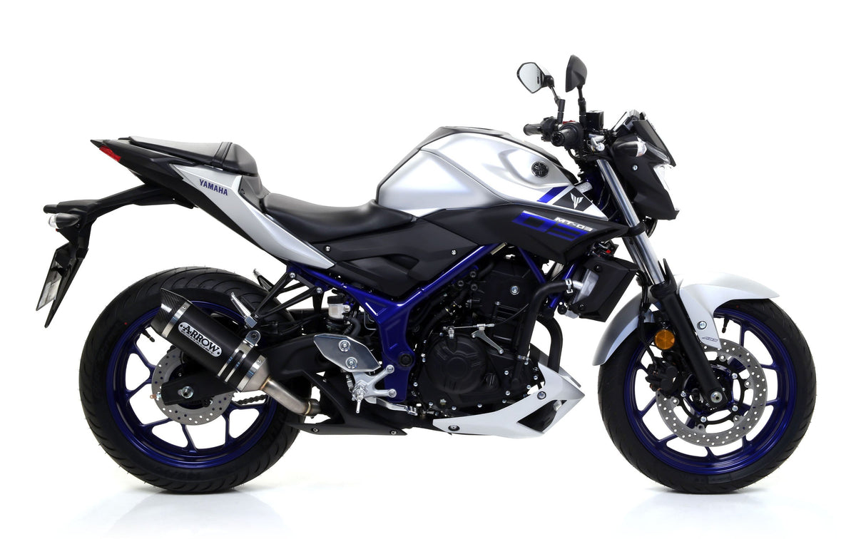 Arrow Street Thunder Aluminium "Dark" Slip On with Carbon End Cap - Yamaha MT-03/YZF-R3