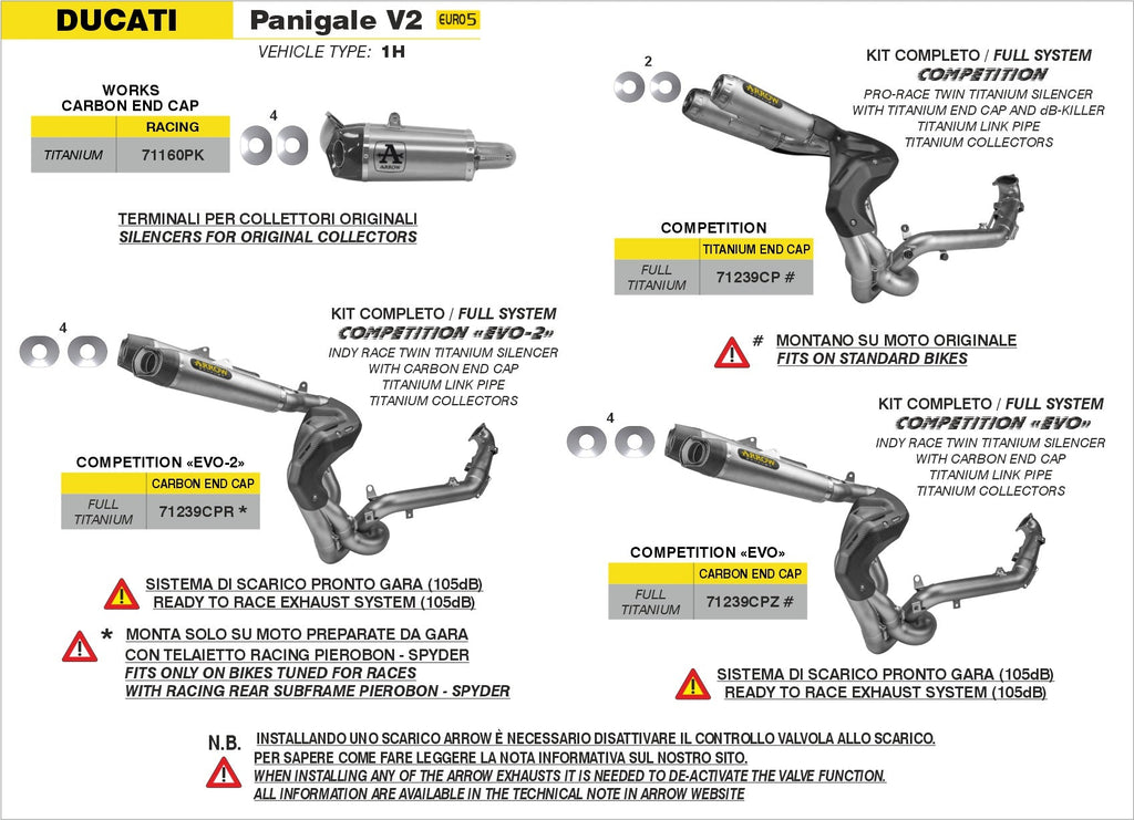 Arrow Competition "EVO" Full Titanium Full System - Ducati Panigale V2/Streetfighter V2