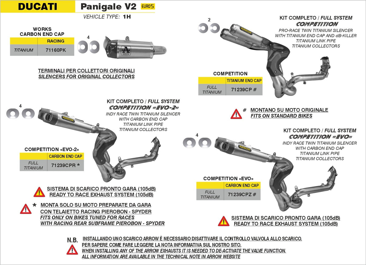 Arrow Competition "Full Titanium" Full System FIM Approved (105dB) - Ducati Panigale V2/Streetfighter V2