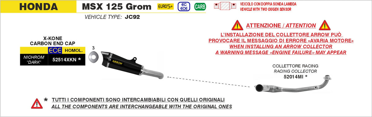 Arrow Stainless Steel Racing Header - Honda Grom/Grom SP